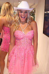 Red Appliques Sweetheart A-Line Short Homecoming Dress