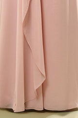 Blush Chiffon One-Shoulder Ruffled Bridesmaid Dress
