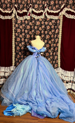 Blue Off Shoulder A-Line Chiffon Princess Evening Gowns Birthday Ball Gowns, HZ0319