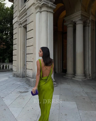 Sheath Spaghetti Straps Green Backless Long formal dresses Bridesmaid Dresses evening gown Prom Dress