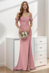 Trumpet-Mermaid Sweep-Brush Train Silk-Like Prom Dress CS0399
