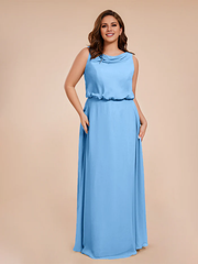 Wind neck chiffon plus size and floor length bride dresses