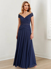 A-line/Princess Off Shoulder to Floor Length of the bride dresses