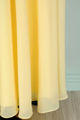 Yellow V-neck Long Bridesmaid Dress
