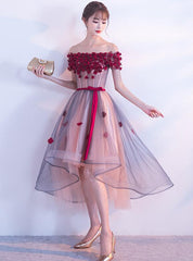 Lovely High Low Flowers Party Dress , Homecoming Dress