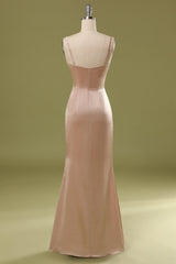 Dusty Pink Satin Prom Dress
