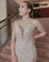 Aimishang Wedding Dress Mermaid Stapless Chapel Train With Appliques