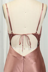 Sexy roze zeemeermin cowl nek lange bruidsmeisje jurk