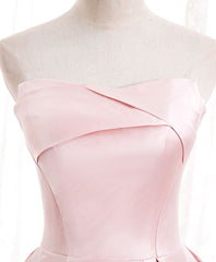 Simple satin long pink prom dress, pink evening dress