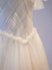 Light Champagne Tulle Long Wedding Dress Tulle Formal Wedding Dress