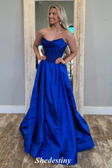 Lace Royal Blue Elegant Sweetheart A-Line Prom Dress