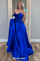 Lace Royal Blue Elegant Sweetheart A-Line Prom Dress