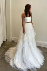 Two Piece Simple Country Wedding Dress With Layered