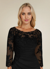Sheath Scoop Lace Lace Appliques Black Mother of the Bride Dresses