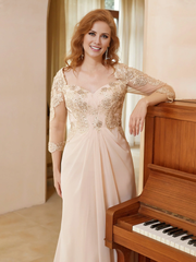 Modern chiffon decal backless mother of the bride dress