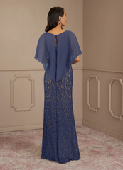 Sheath Crew Neck Sequins Chiffon formal dresses evening dress Mother of the Bride Dresses