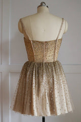 A-Line Spagehtti Straps Pink Short Homecoming Dress