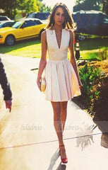 Sexy Deep V-Neck Short Prom Dress,Sleeveless  Party Dresses Homecoming Dress