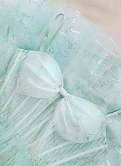 Lovely Sweethart Tulle Long A-line Formal Dress, Light Blue Tulle Prom Dress