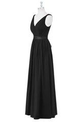Lavender V-Neck Backless A-Line Long Bridesmaid Dress