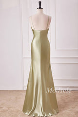 Sage Spaghetti Strap High Waist Mermaid Long Dress