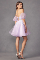 3D butterfly decal short sleeveless tight corset dress