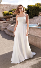 Chiffon lace square collar with flowing back tie for wedding dress