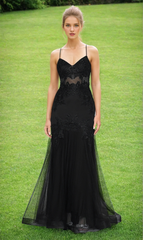 V-neck exquisite embroidered lace applique transparent tight corset dress