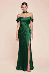 Off shoulder tight corset satin evening gowns