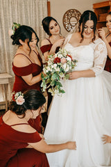Wine Red Cold Shoulder Mermaid Bridesmaid Dress