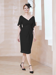 Floating sleeve V-neck sequin decal decoration for mother of the bride dress