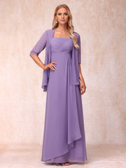 A-line princess sleeveless lotus leaf side length design mother of the bride dress