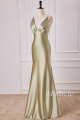 Sage Spaghetti Strap High Waist Mermaid Long Dress