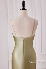 Sage Spaghetti Strap High Waist Mermaid Long Dress