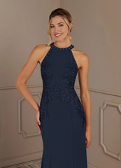 Mermaid Halter Lace Dark Navy dresses formal Mother of the Bride Dresses