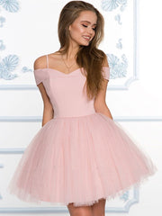 Off the Shoulder Short Pink/Navy Blue Prom Dresses, Short Pink/Navy Blue Off Shoulder Formal Graduation Homecoming Dresses