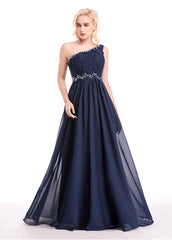 One-Shoulder Prom Dress With Beads