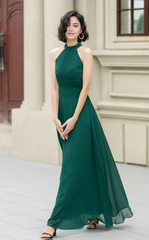 A-line Halter Chiffon Cocktail Dress Bridesmaid Dress Formal Dresses for Wedding Guest Mother of the Bride Dresses
