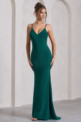 Mermaid Strap V-neck and Ground length Evening Dress - Jimiss Dress