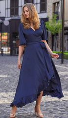 A-line V-Neck Half Sleeve Bridesmaid Dress Formal Dresses for Wedding Guest Cocktail Dress Mother of the Bride Dresses