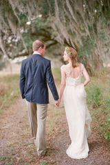 A-line Sweetheart Elegant Cap Sleeve Long Chiffon Wedding Dress