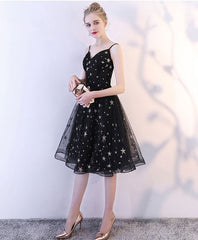 Black tulle lace short prom dress, black tulle homecoming dress