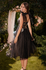 Beaded applique short sleeveless transparent tight corset dress