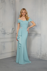 Off shoulder collar with folded hem and floor length for mothers of the bride dresses