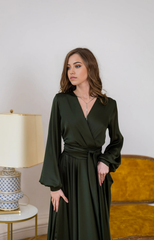 A-line V-Neck Long Sleeve Cocktail Dress Bridesmaid Dress Formal Dresses for Wedding Guest Mother of the Bride Dresses