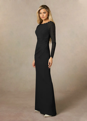 Sheath Long Sleeve Lace Black formal dresses evening dress Mother of the Bride Dresses