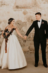 A-Line Floor Length Sleeveless Straps Ivory Wedding Dress