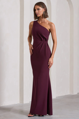 One shoulder pleated and floor length evening dress - Jimiss Dress