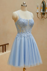 A-shaped Italian Noodle Strap Short Homecoming Dress