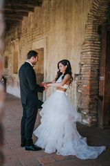 Two Piece A-line White Ruffle Skirt Wedding Dress